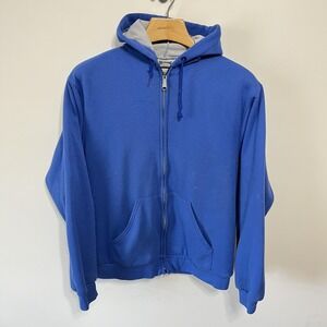 Muleskins Hoodie Mens XL Blue Full Zip Thermal Waffle Lined Made USA Sweatshirt